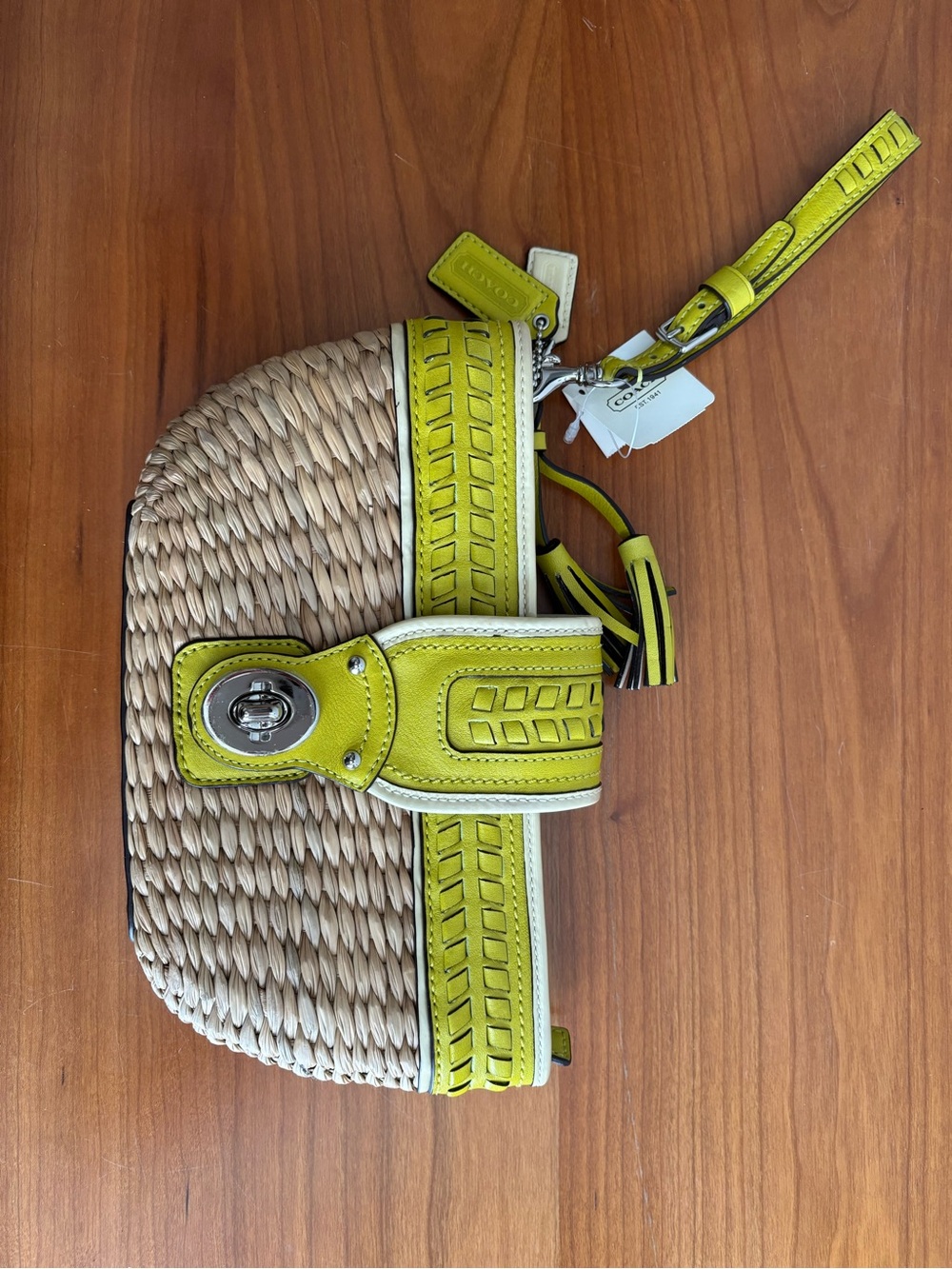 Coach Vintage Straw Summertime Clutch Wristlet Bag